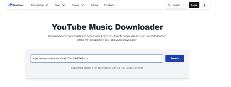 Dictationer YouTube Music Downloader