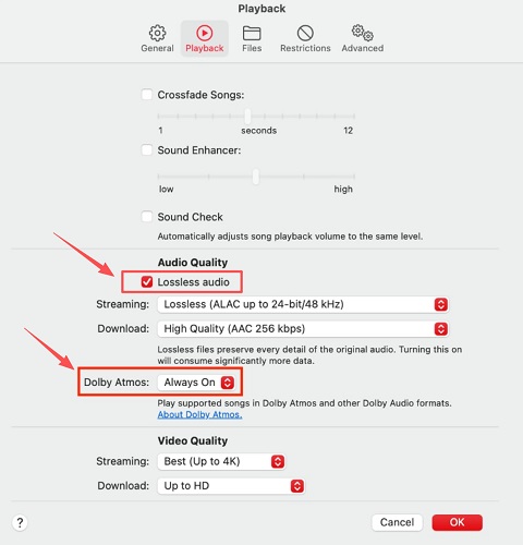 Disable Dolby Atmos and Lossless Audio on Mac