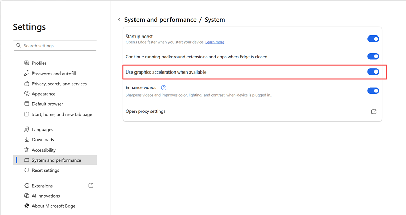 Turn Off Hardware Acceleration on Edge