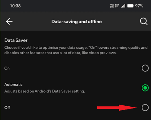Disable Data Saver on the Spotify App