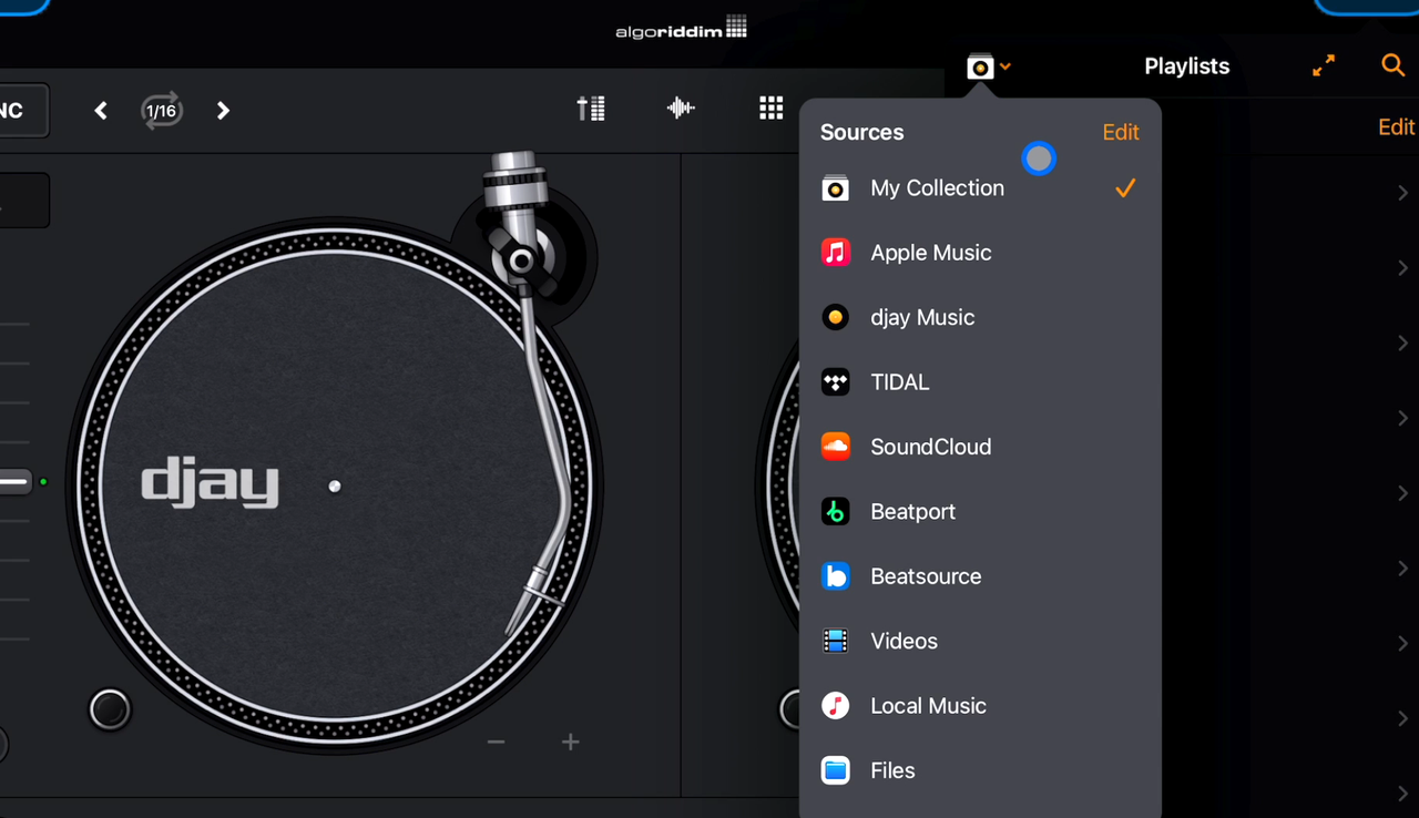 Djay Pro Apple Music Connection on iPad