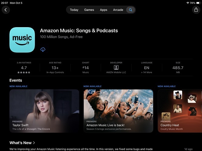 Download the Amazon Music App on iPad