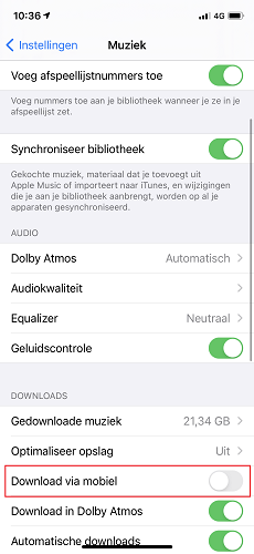Download via mobiel on iPhone
