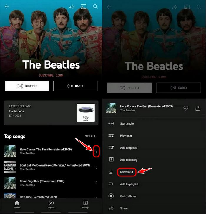 Download Music in the YouTube Music App