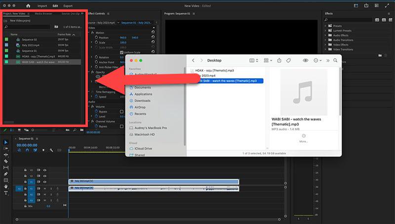 Drag Music into Premiere Pro