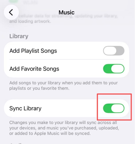Sync Apple Music Library on iPhone