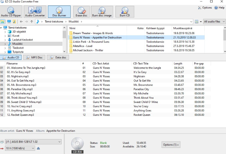 EZ CD Audio Converter CD Convert Interface