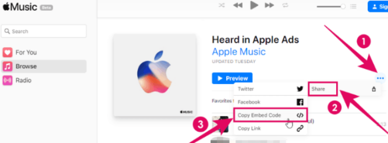 Find Apple Music Embed Code