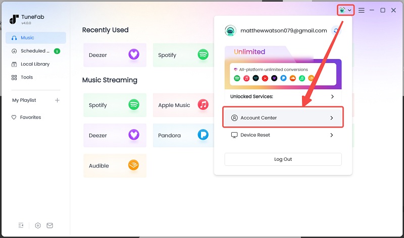 Access TuneFab Account Center