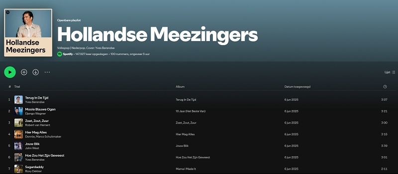 Hollandse Meezingers Spotify-afspeellijst