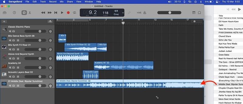 Import a Song from Apple Music to GarageBand on Mac