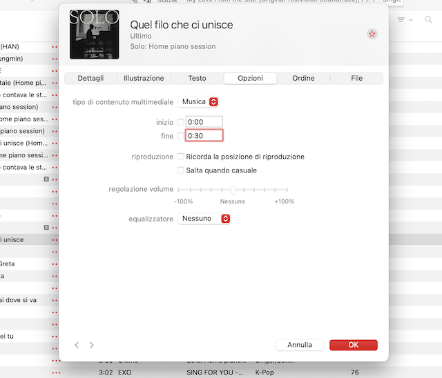 Impostazione Traccia Suoneria Itunes