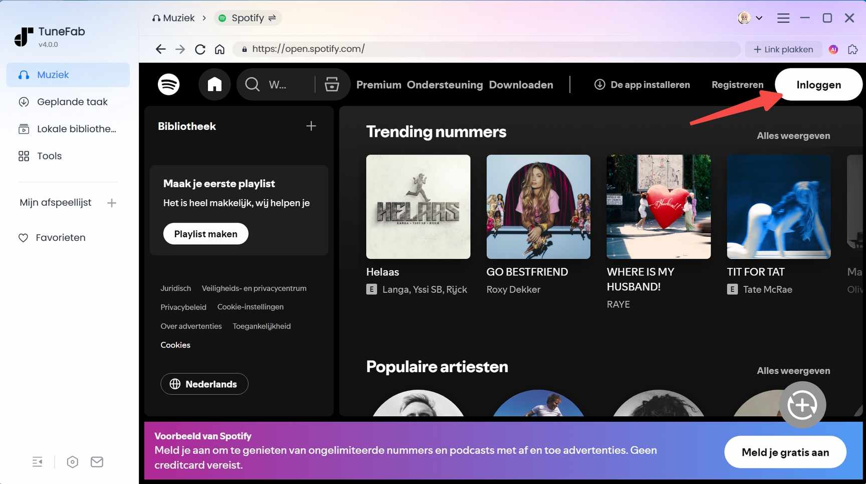 Log in op je Spotify-account