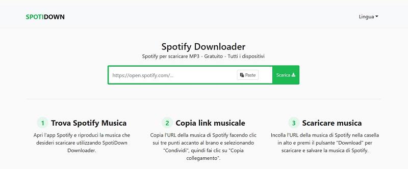 Converti Spotify in MP3 con SpotiDown