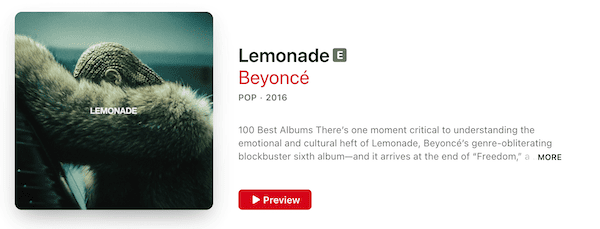 Lemonade by Beyoncé