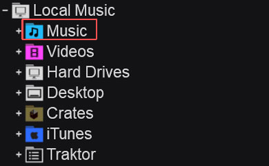 Local Music Tab in Virtual DJ Panel