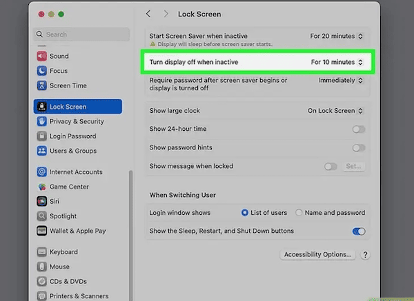Lock Screen Settings on Mac
