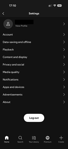 Log Out Spotify on iPhone