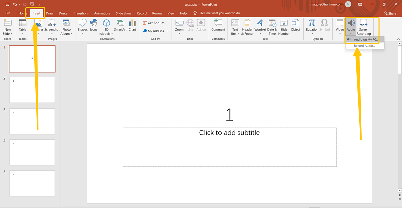 Audio toevoegen aan PPT