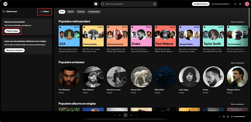 Maak een afspeellijst op Spotify