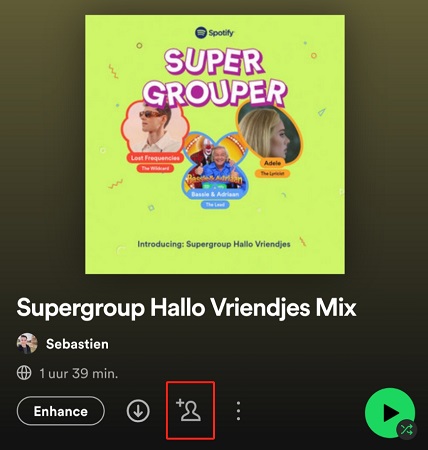 Samenwerkende Spotify playlists op mobiel
