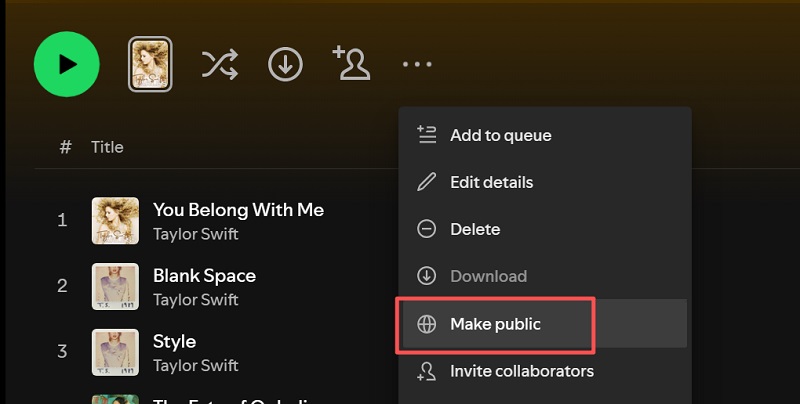 Make Playlist Public in Profile