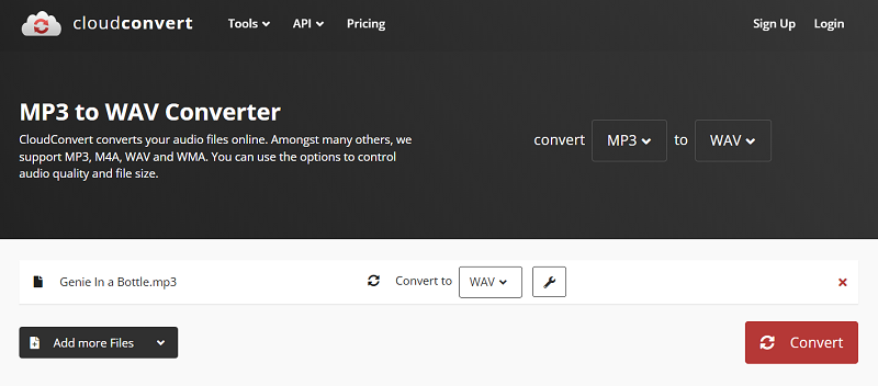 Gebruik cloudconvert Online Audio Converter