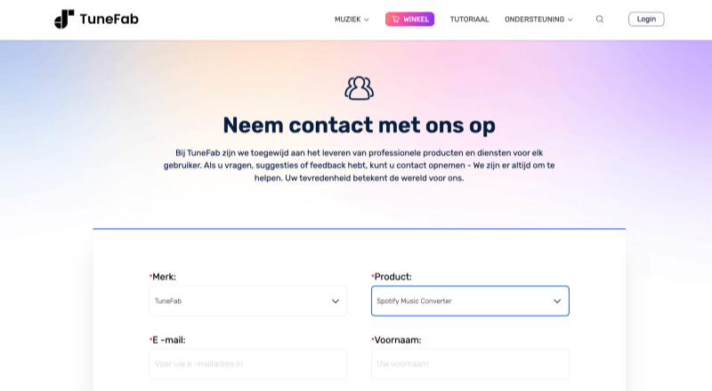 Neem contact op met TuneFab Klantenservice