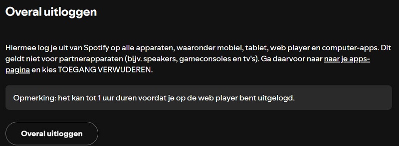 Spotify overal uitloggen