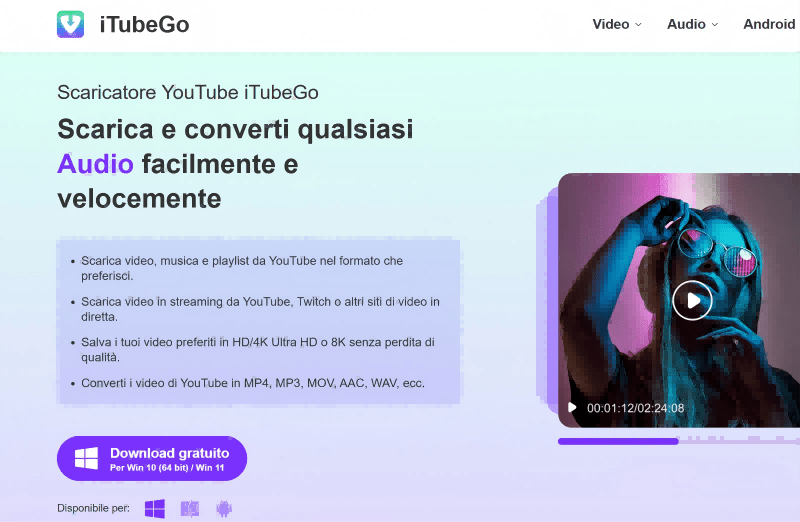 Pagina Ufficiale di iTubeGo YouTube Downloader
