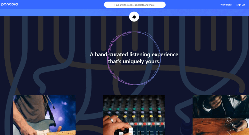 Pandora Website Homepage