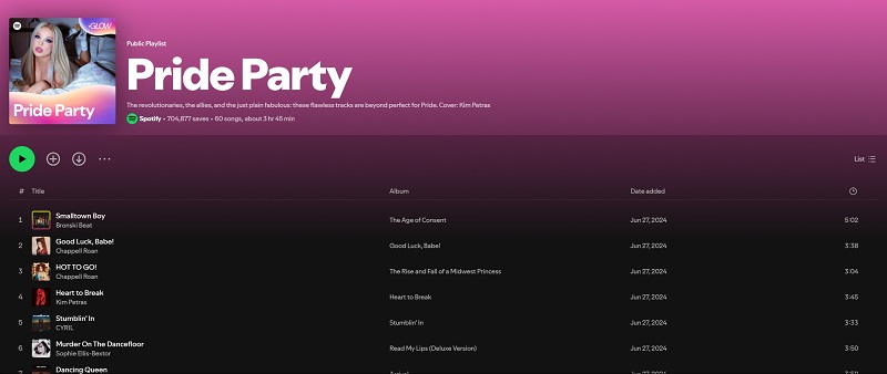 Pride Party Spotify-afspeellijst