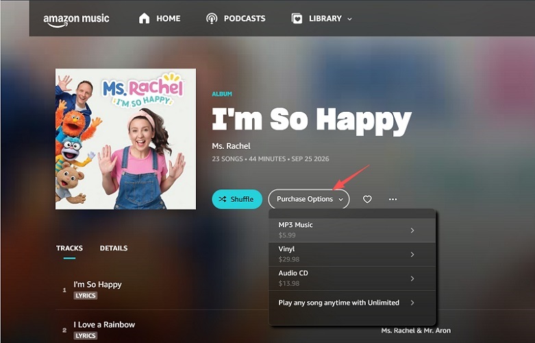 Purchase Music from Amazon Music