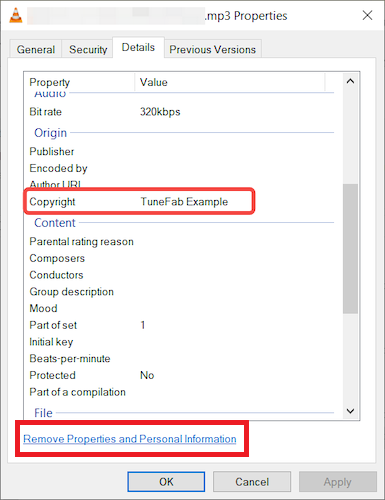 Remove Copyright from MP3 via Windows File Properties