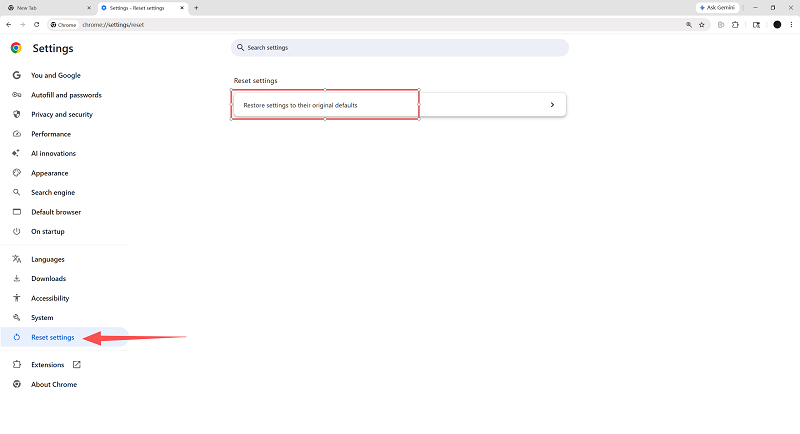 Reset Chrome Settings to Default