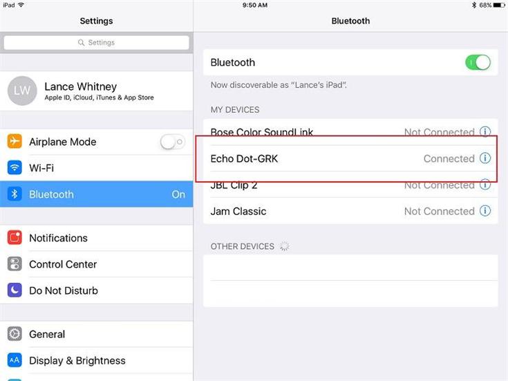 Open Bluetooth and Detect Amazon Echo on iPad