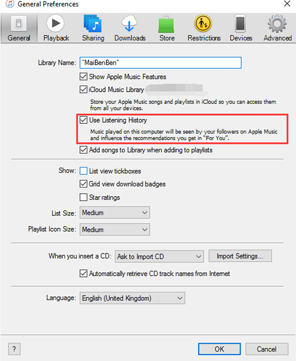 Mark Use Listening History