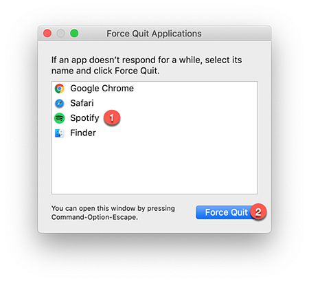 Force Quit Spotify on Mac