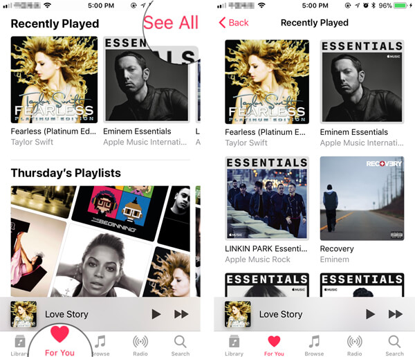 See All to the Listening History