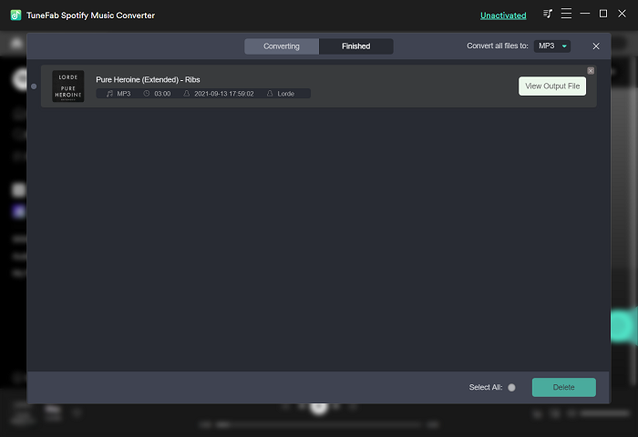 Convert Song to MP3 Successfully