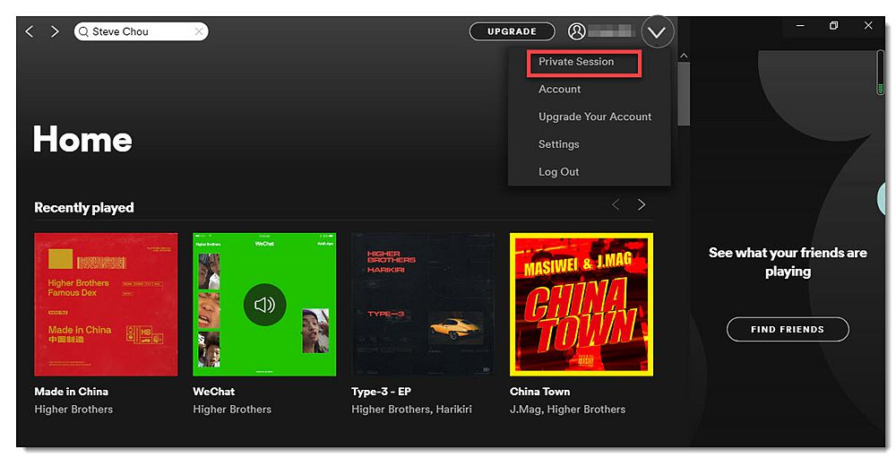 Use Spotify Private Session