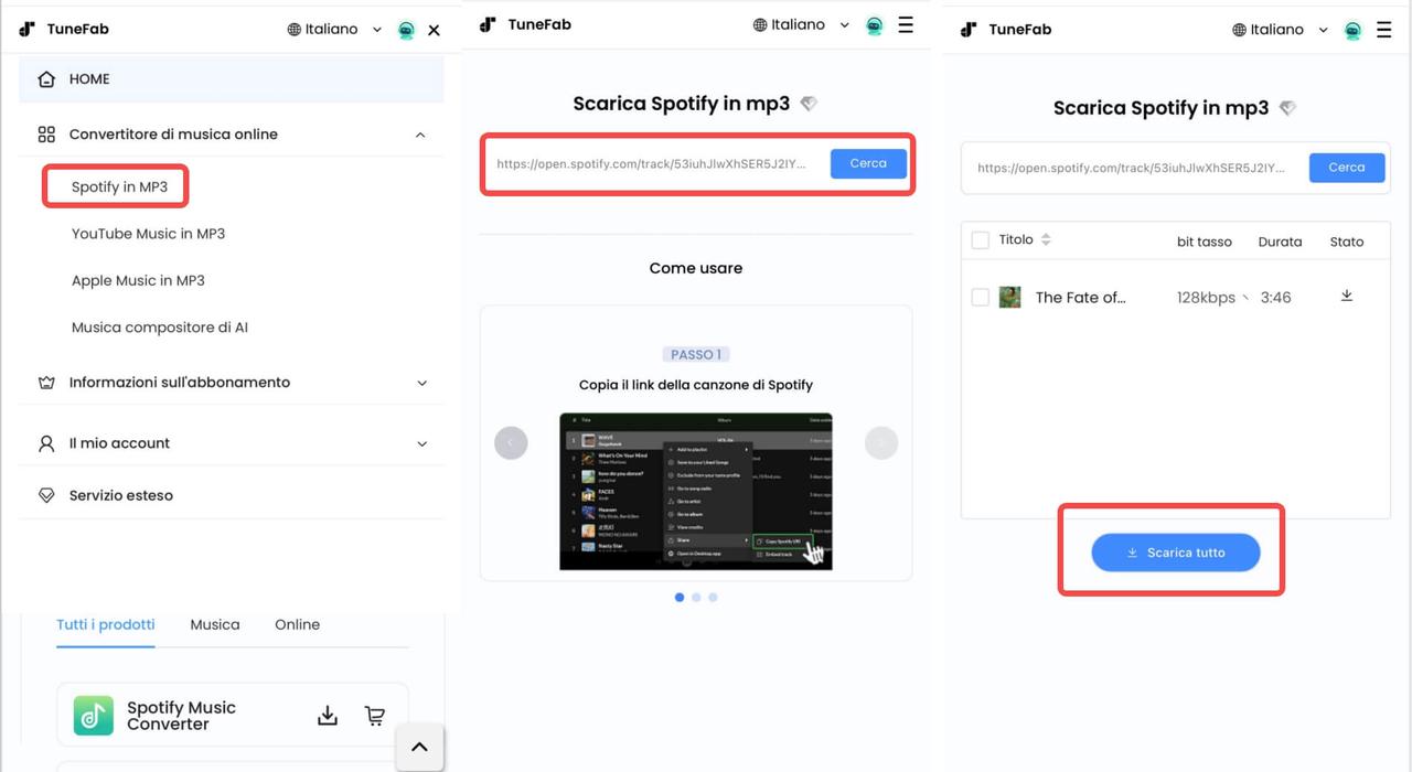 Usare TuneFab Online Music Downloader per Scaricare Spotify MP3