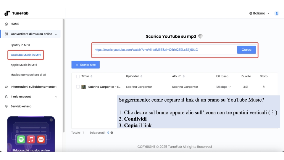 Scaricare Online Musica Gratis su PC con TuneFab Online Music Converter