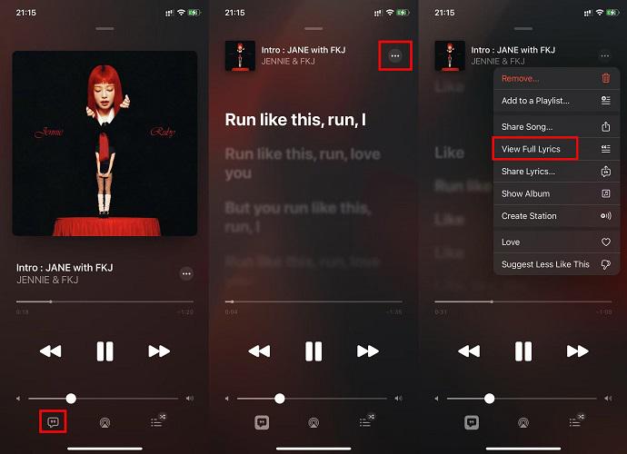 See Lyrics on Apple Music on Phone