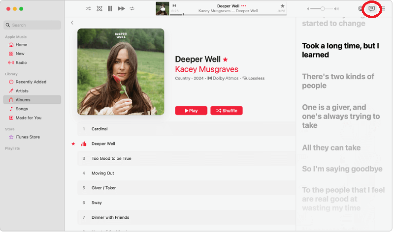 See Lyrics on Apple Music on Mac