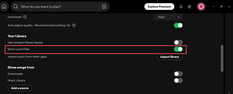 Show Spotify Local Files on PC