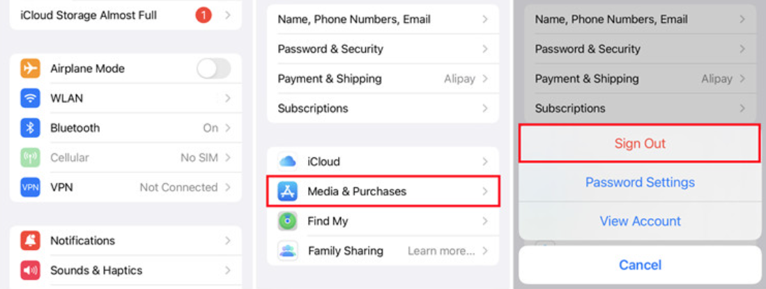 Sign Out Apple ID on iPhone