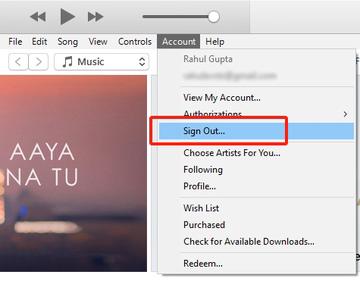 Sign out iTunes Account