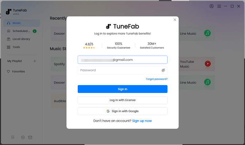 Log into TuneFab Account