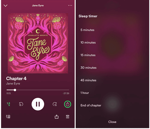Set Sleep Timer for Spotify Audiobooks